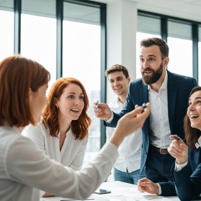 Team members engaged in a workshop, actively participating and learning