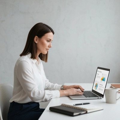 Person researching MLM lead generation strategies on a laptop