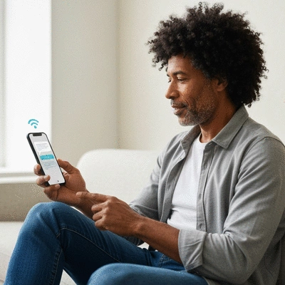 Person interacting with a chatbot on a smartphone, showing personalized marketing