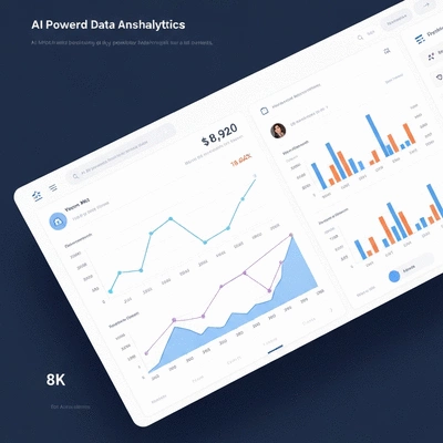 AI-powered dashboard showing data analytics and growth charts for an MLM business